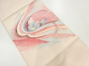 手織り真綿紬抽象模様織出し名古屋帯